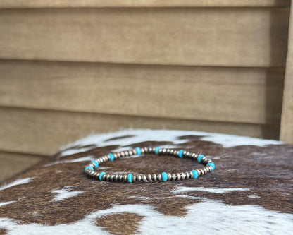 3mm Copper & Turquoise Stretch Bracelet *NonNative