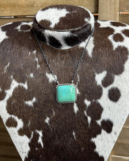 Kingman Turquoise Square Necklace *Native