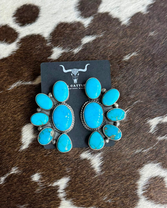 Blue Kingman Half Cluster Earrings *Native