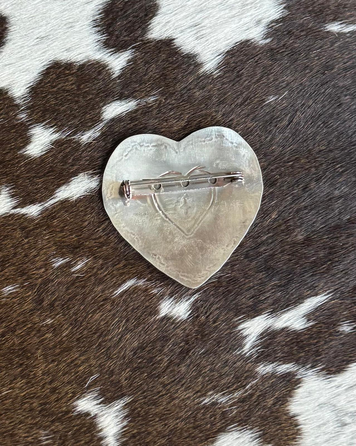 Silver Stamped Heart Pin *Native