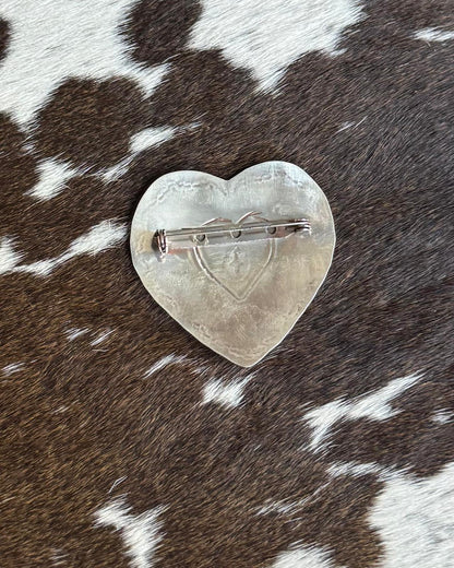 Silver Stamped Heart Pin *Native
