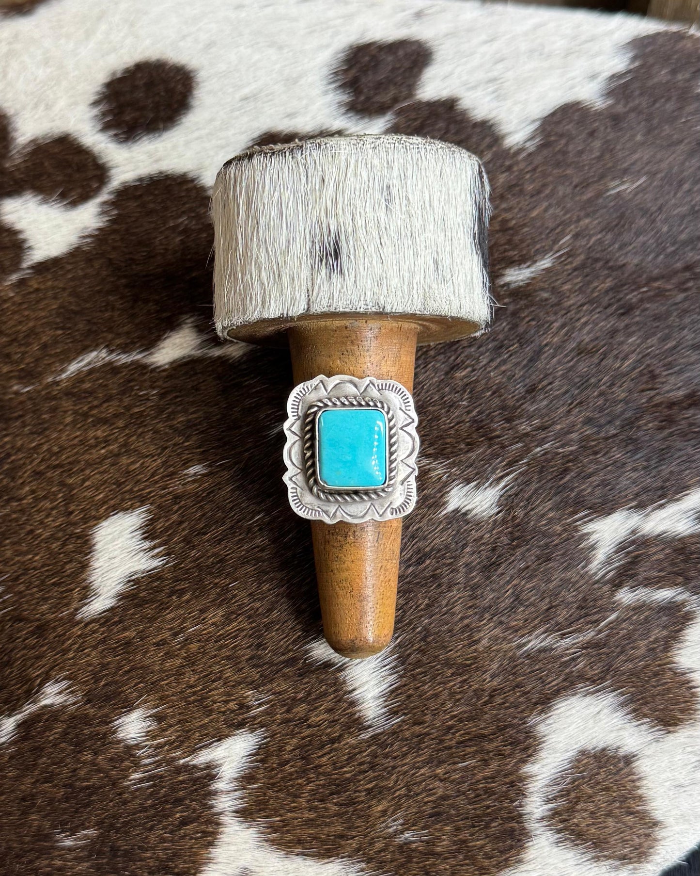 Square Sterling Border Ring *Native