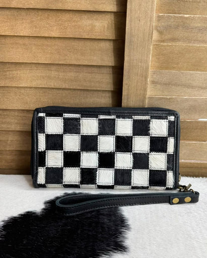 Checkered Cowhide Wallet