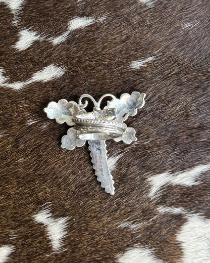 Silver Turquoise Butterfly Ring Adj *Native