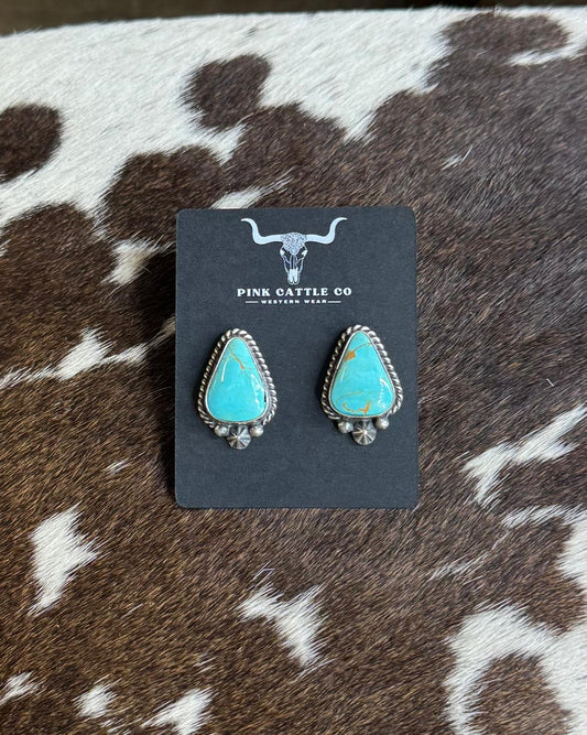 Kingman Turquoise Triangle Starburst Stud *Native