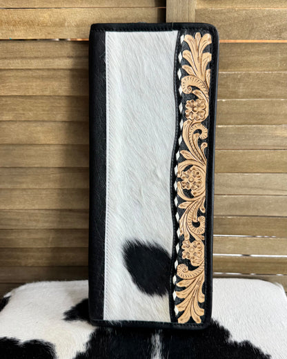 Cowhide & Tooled Jewelry Travel Jewelry Case *Black