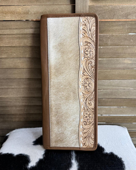 Cowhide & Tooled Jewelry Travel Jewelry Case *Tan