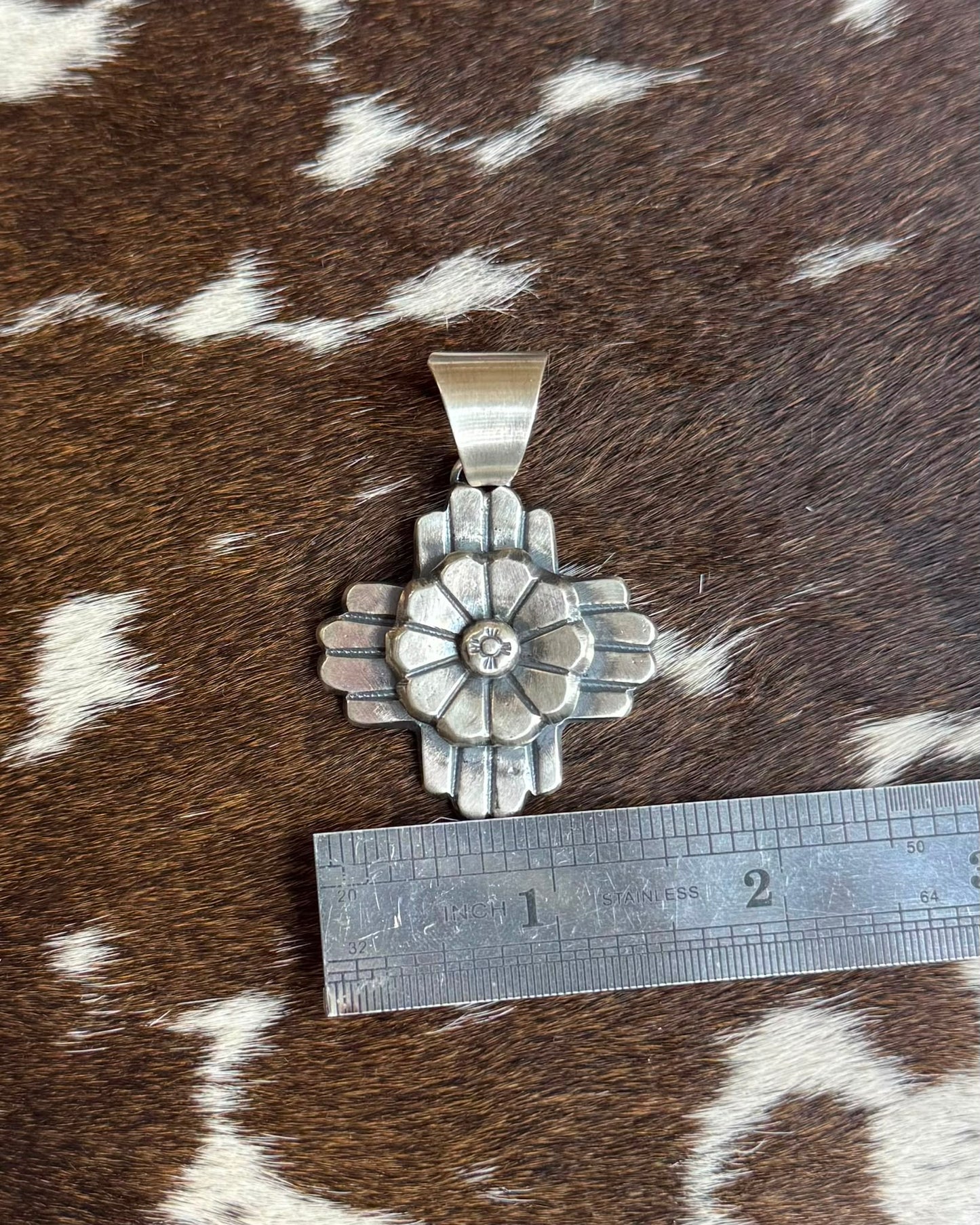 Sterling Flower Cross Pendant *Native