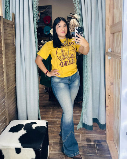 Cello Mid Rise Western Flare Jean