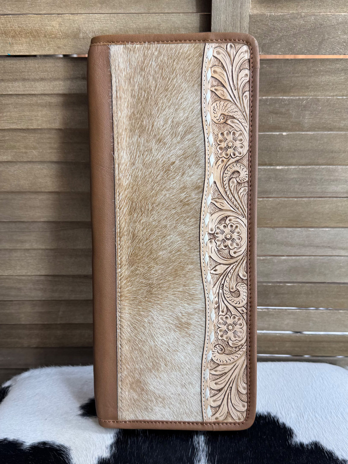Cowhide & Tooled Jewelry Travel Jewelry Case *Tan