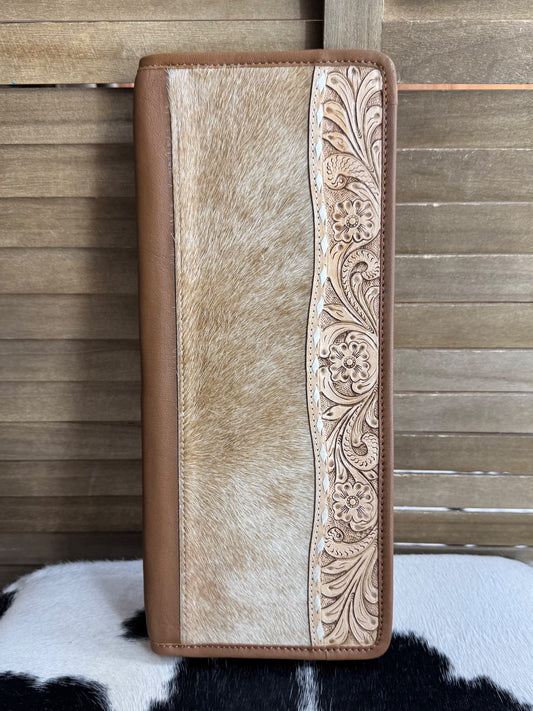 Cowhide & Tooled Jewelry Travel Jewelry Case *Tan