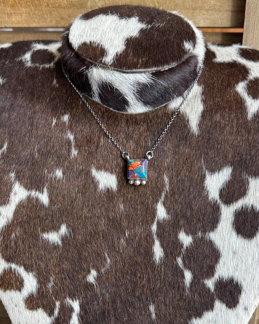 Pink Dahlia Square Necklace *Native
