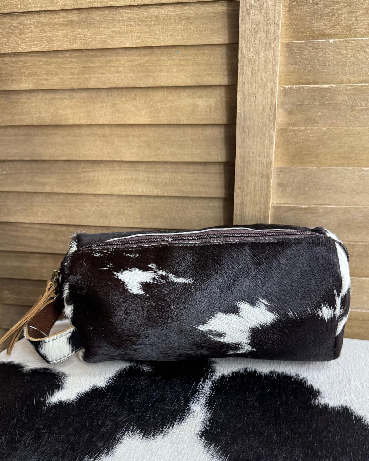 Dark Brown Cowhide Makeup Bag