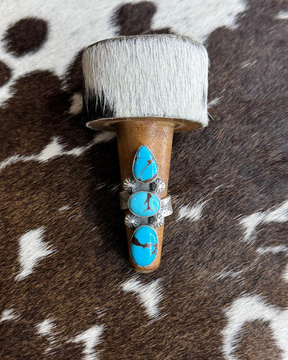 3 Stone Egyptian Turquoise Adj Ring *Native