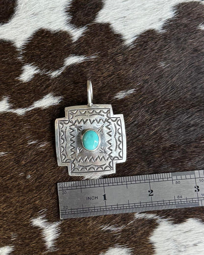 Turquoise Stamped Cross Pendant *Native