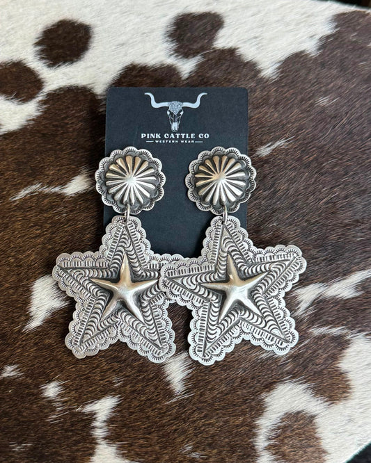 Sterling Star Dangle Earrings *Native
