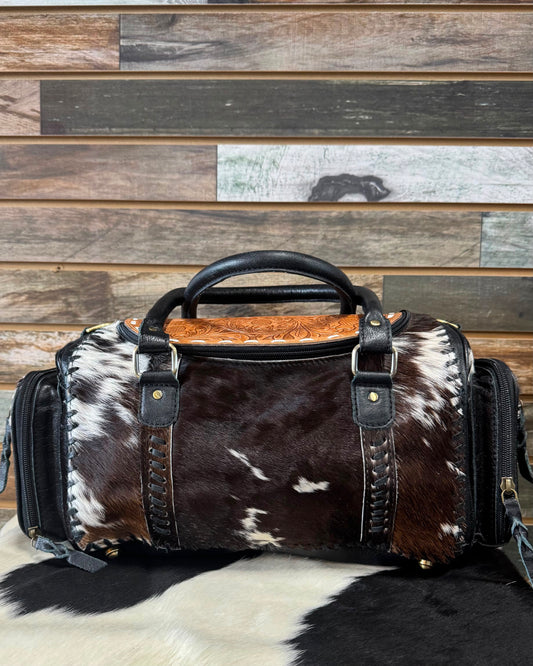 Black Saddle Cowhide Weekender