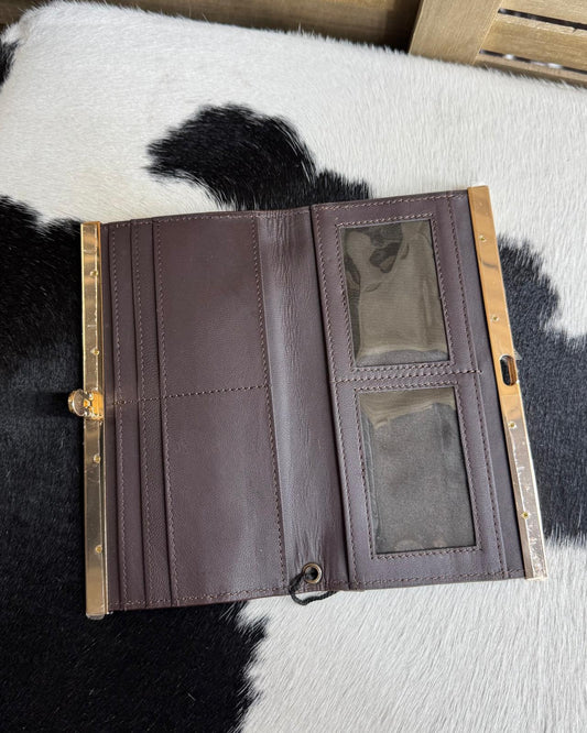 Brown Tooled Clutch Wallet