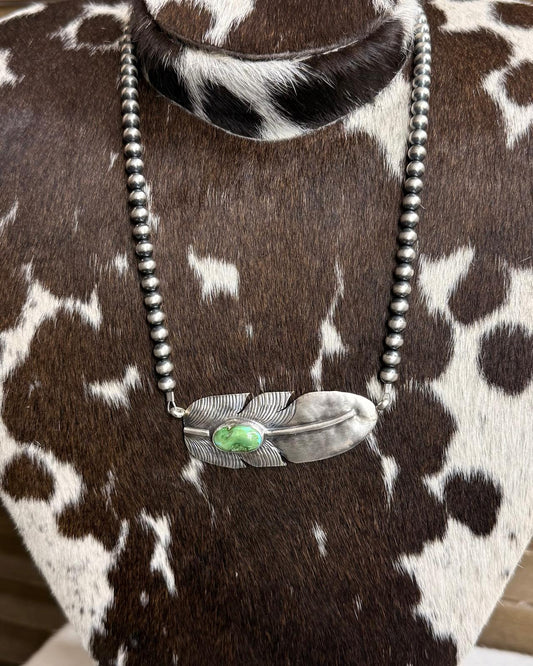 20" Sonoran Feather 6mm Pearl Necklace  *Native