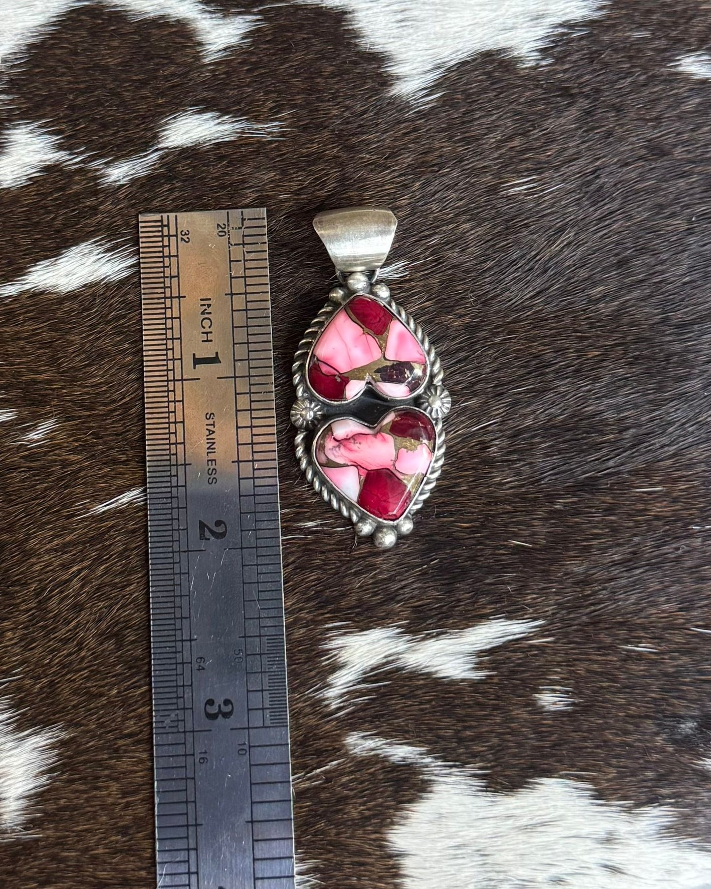 Double Heart Rose Dahlia Pendant *Native