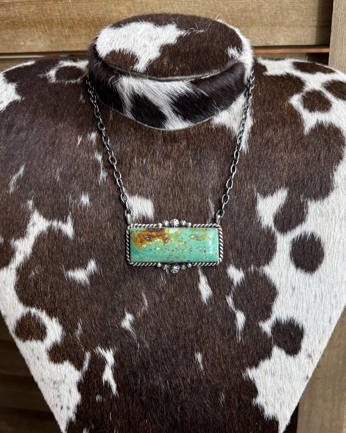Green Turquoise Lg Bar Necklace *Native