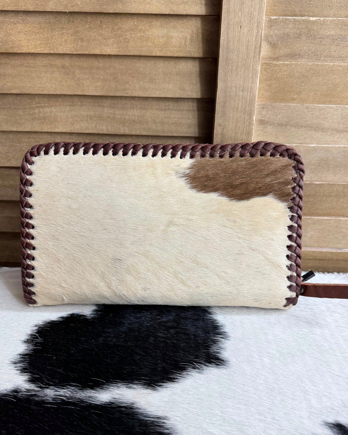 Cowhide Tooled Clutch Crossbody