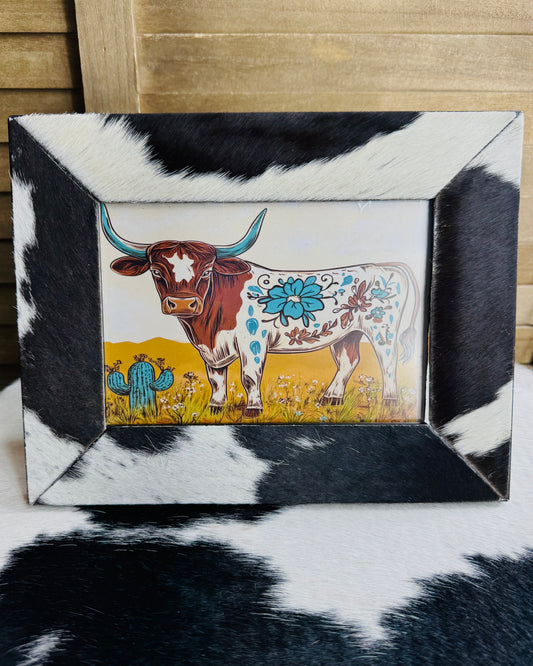 Cowhide Picture Frame (Dark Brown)