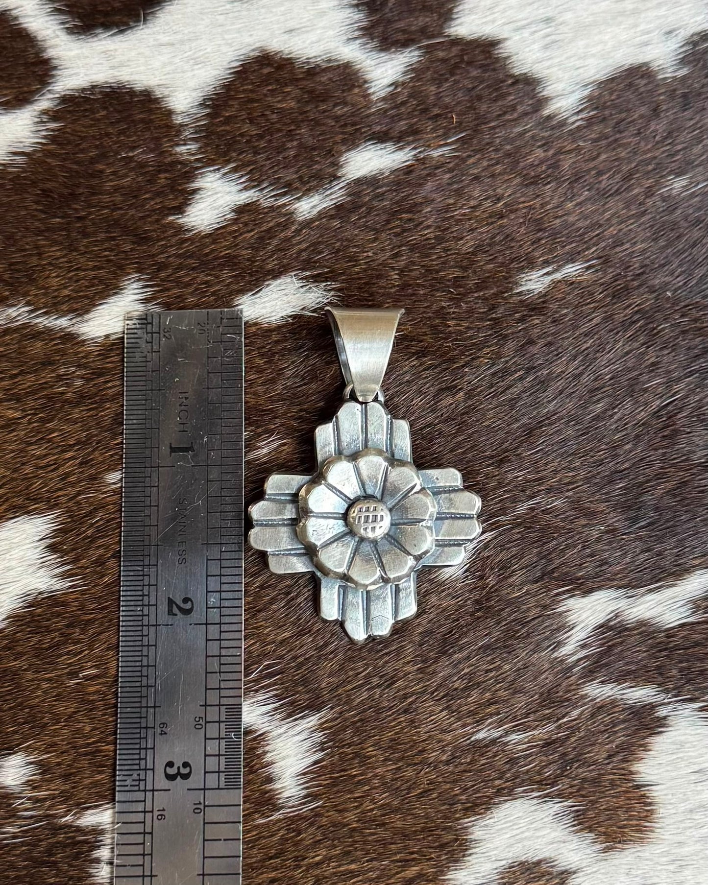 Sterling Flower Cross Pendant *Native