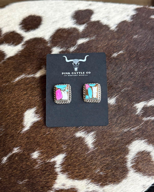 Cotton Candy Square Earrings *Native