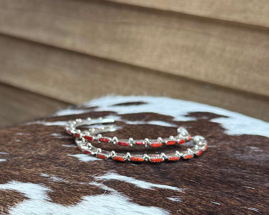 Coral Thin Hoop Earrings *Native