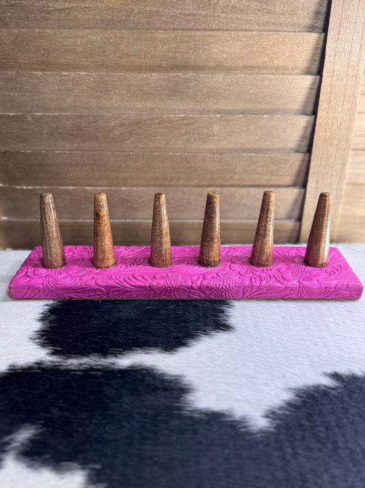 Pink Tooled Ring Holder