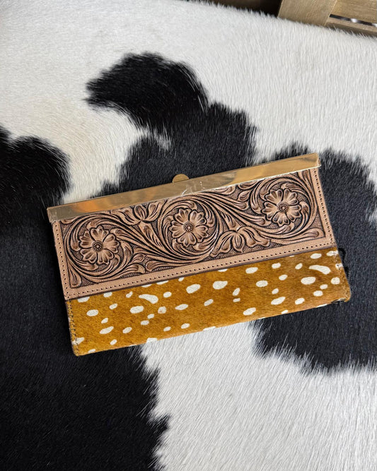 Deer Axis Tooled Clutch Wallet
