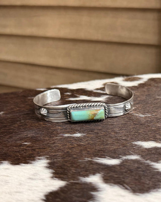 Green Kingman Bar Sterling Cuff *Native