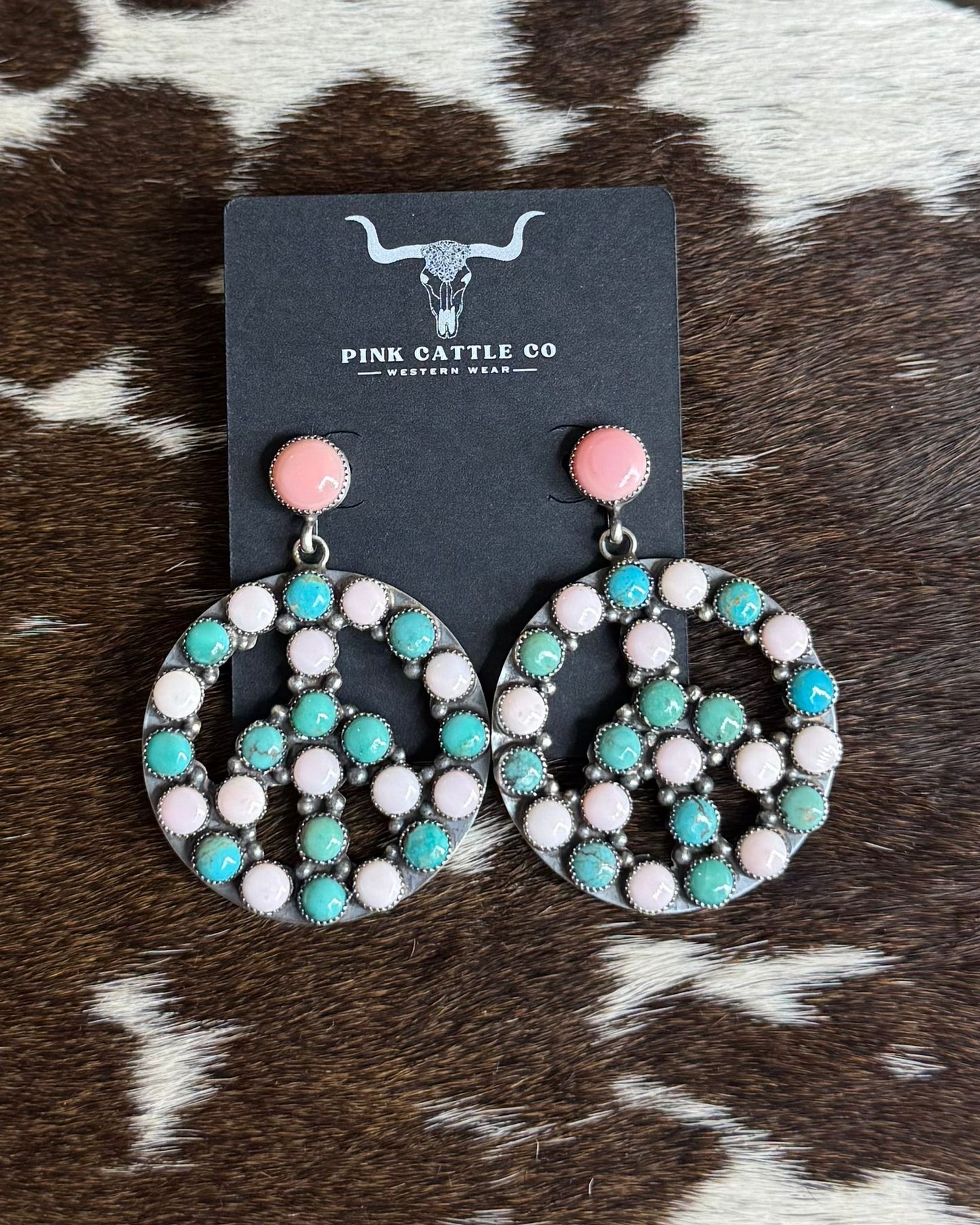 Pink & Turquoise Peace Earrings *Native