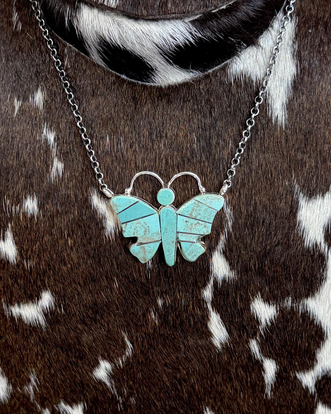 Steve Francisco Inlay Butterfly Necklace *Native