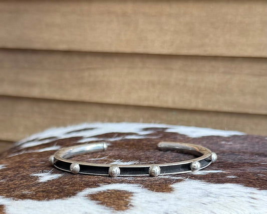 Sterling Silver Thin Ball Cuff