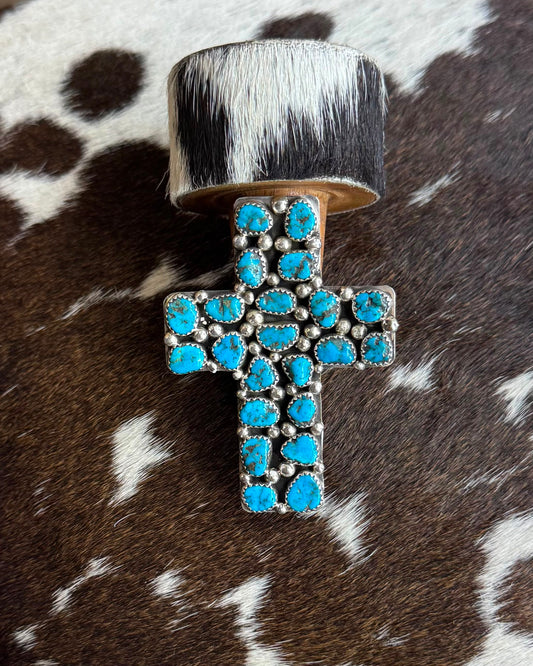 Blue Turquoise Cross Ring *Native