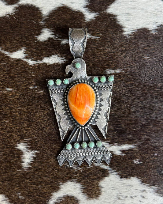 Thunderbird Orange Spiny Pendant *Native