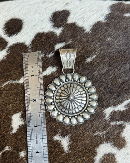Round Silver Scalloped Pendant *Native (Copy)