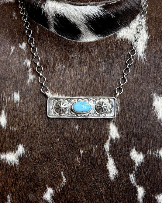 18" Golden Hills Silver Bar Necklace *Native