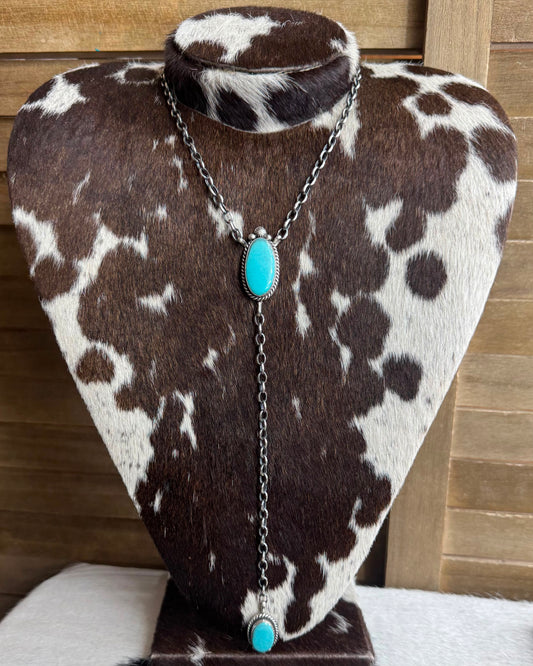 Turquoise 2 Stone Lariat *Native