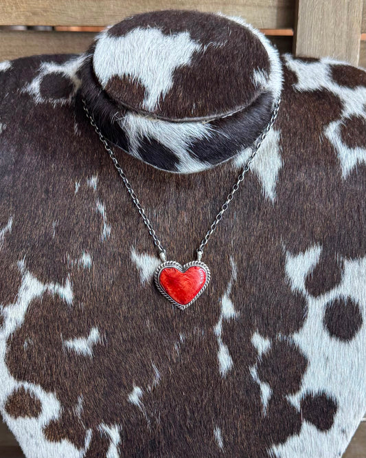 Red Spiny Heart Necklace *Native