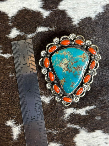 Tibet Turquoise & Coral Pendant