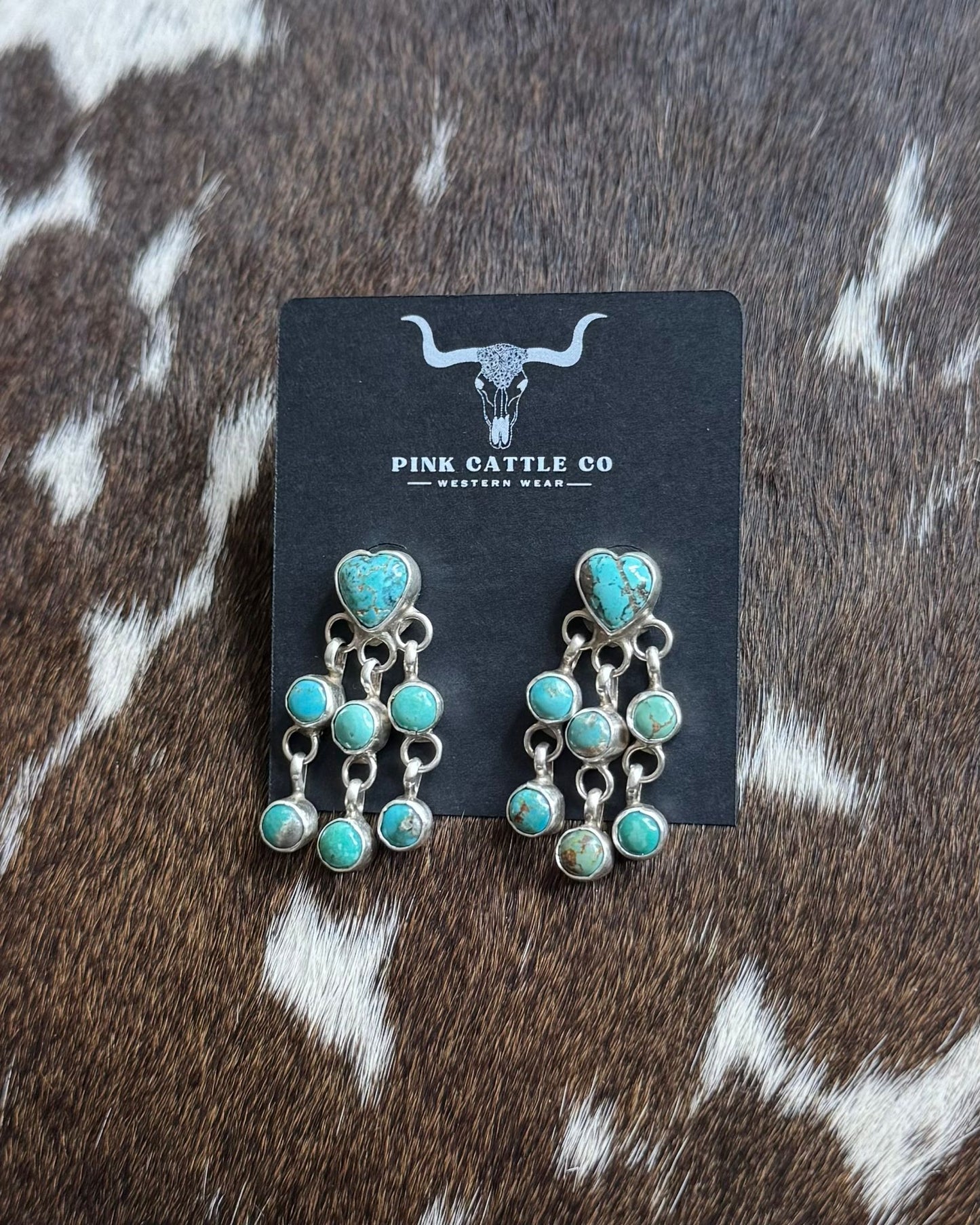 Turquoise Heart Dangle Earrings