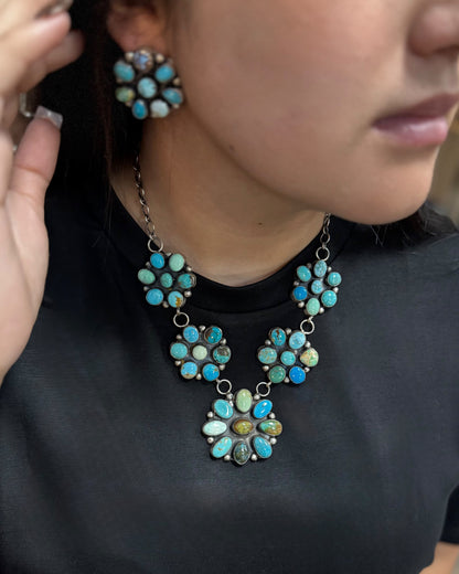 Mixed Turquoise Cluster Statement Necklace *Native