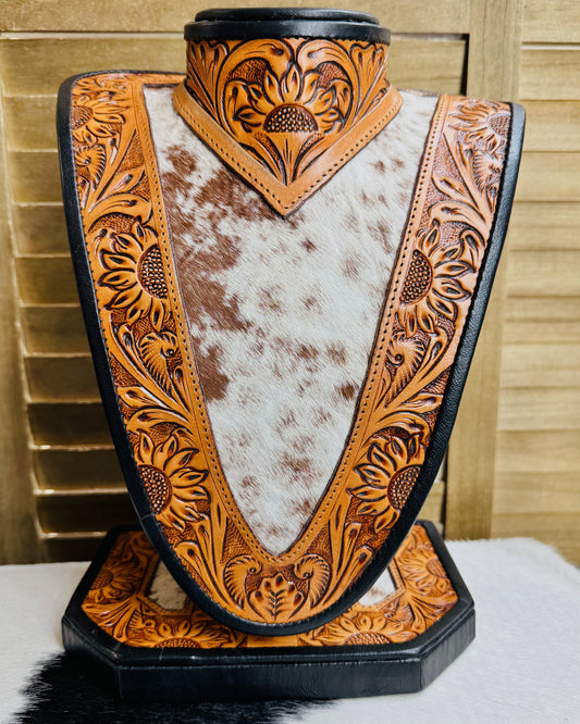 Leather Tooled Cowhide Necklace Display