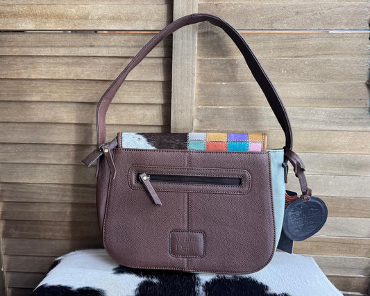 Multi Checkered & Cowhide Purse
