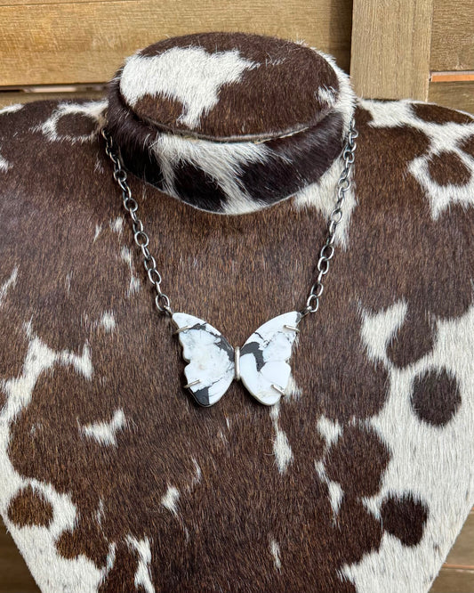 White Buffalo Butterfly Waterproof Necklace *Native