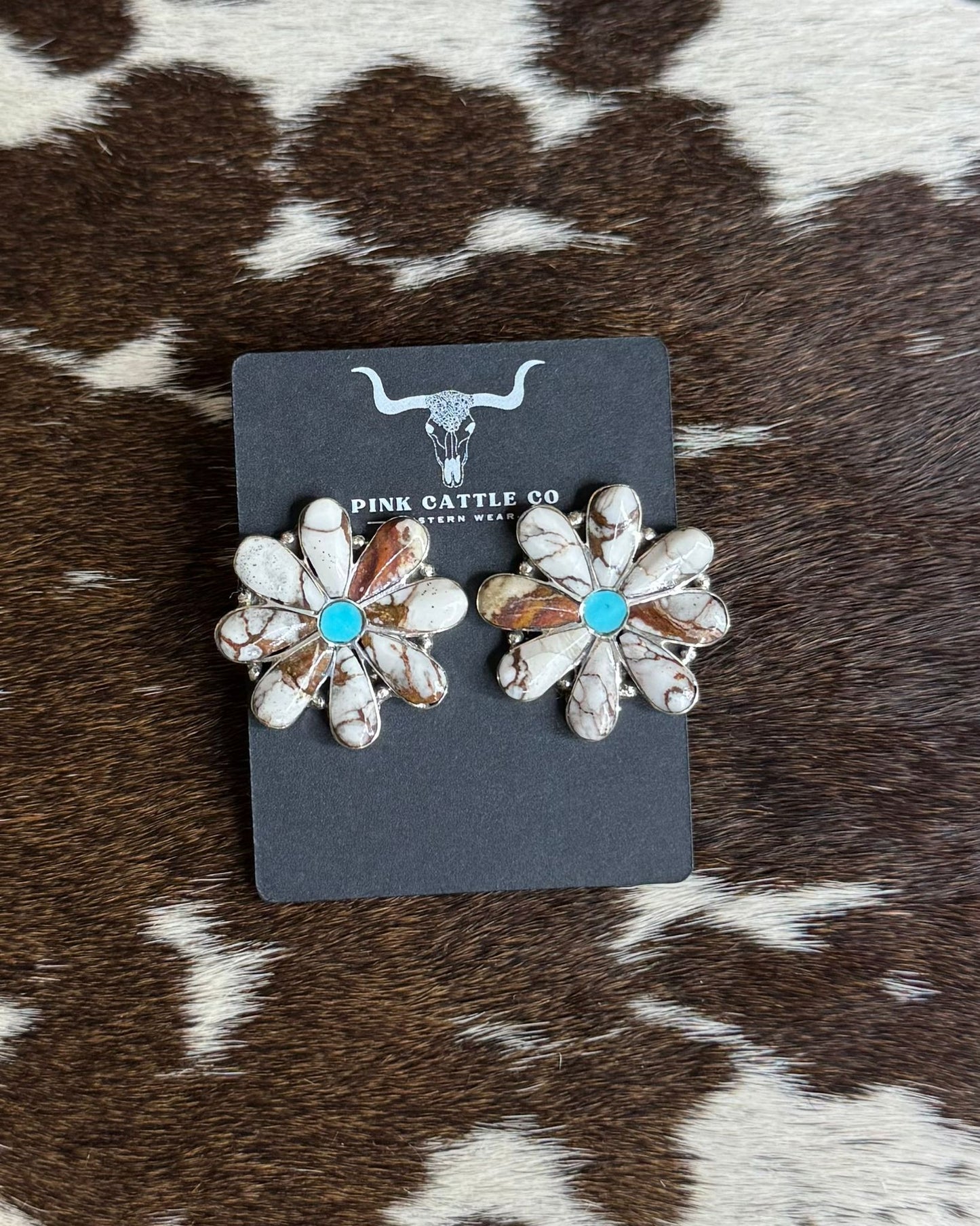 Flower Wild Horse & Kingman Earrings *Native