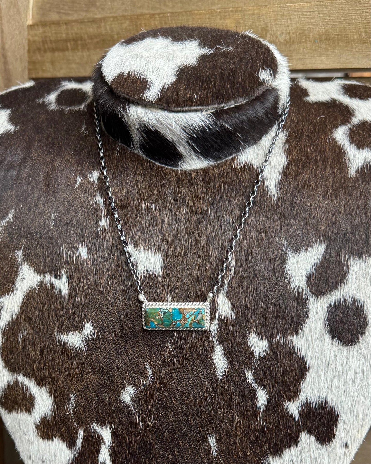 17" Turquoise Copper Bar Necklace *Native
